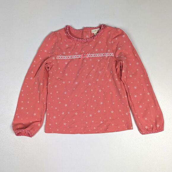 Matilda Jane Shirt Girls Sz 4 Salmon Pink Star Long Sleeve Basic Boutique - Picture 1 of 5